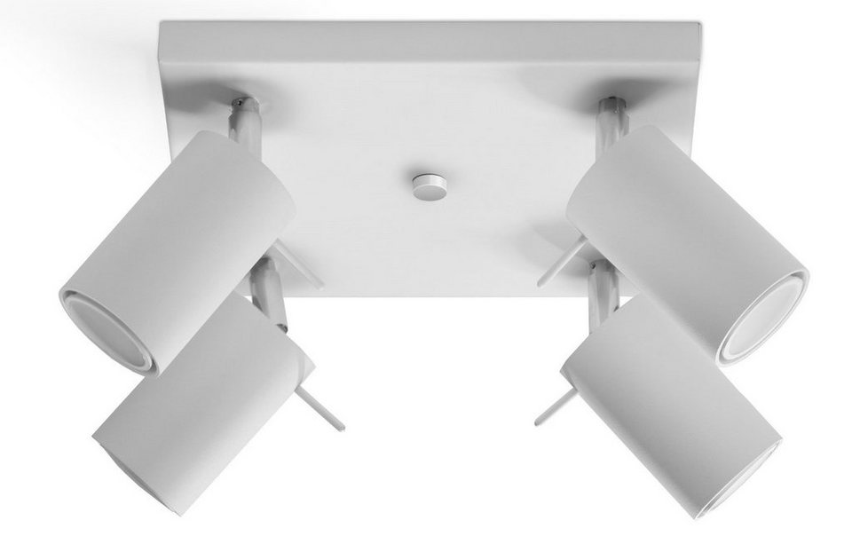SOLLUX lighting Deckenleuchte Deckenlampe Deckenleuchte RING 4 weiß, 4x GU10,  ca. 25x25x16 cm, geeignet für Leuchtmittel GU10 max. 40 Watt