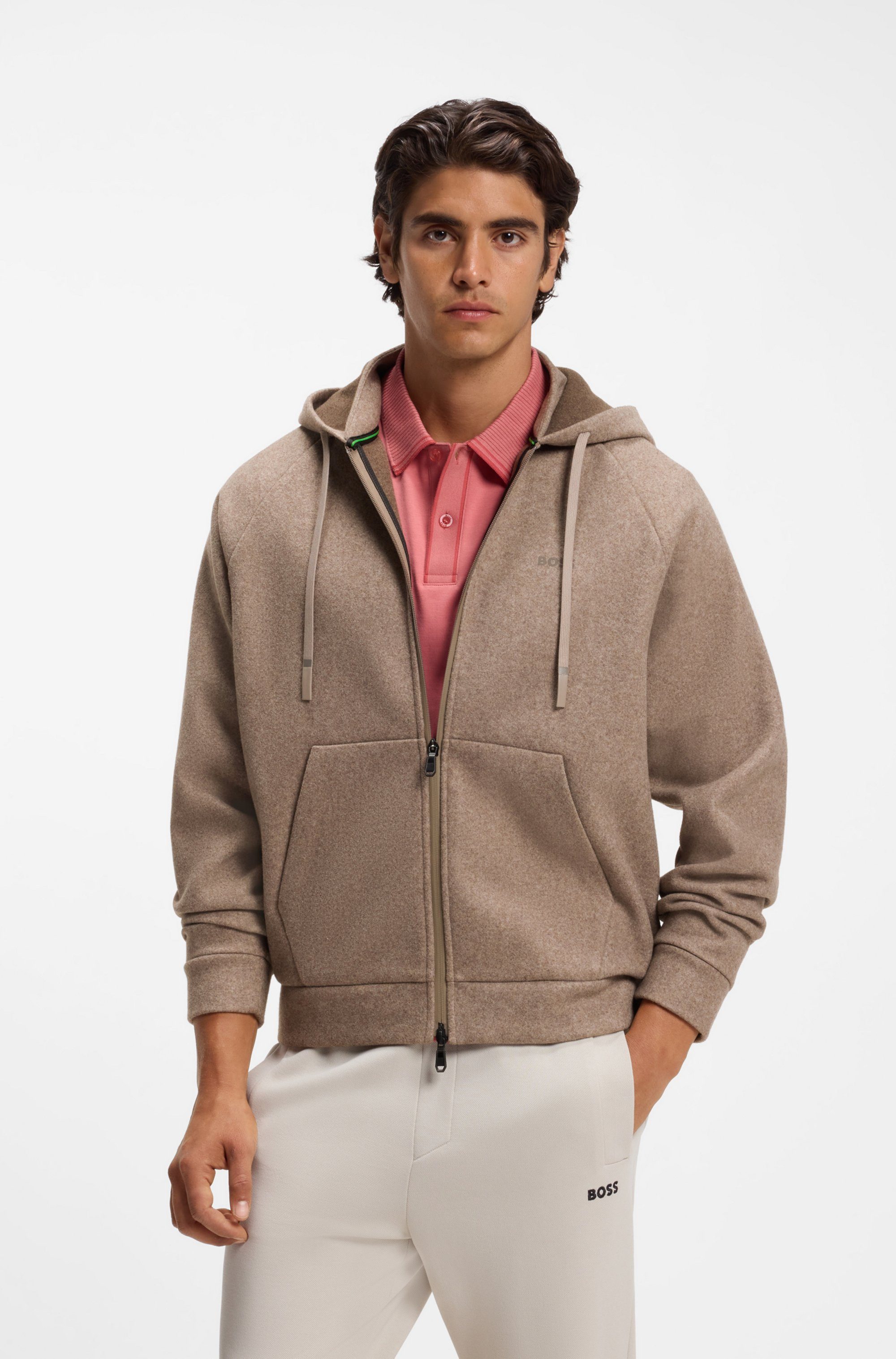 BOSS GREEN Outdoorjacke SW Transit Kapuze mit Kordelzug, Relaxed Fit, 2-Wege-Zipper