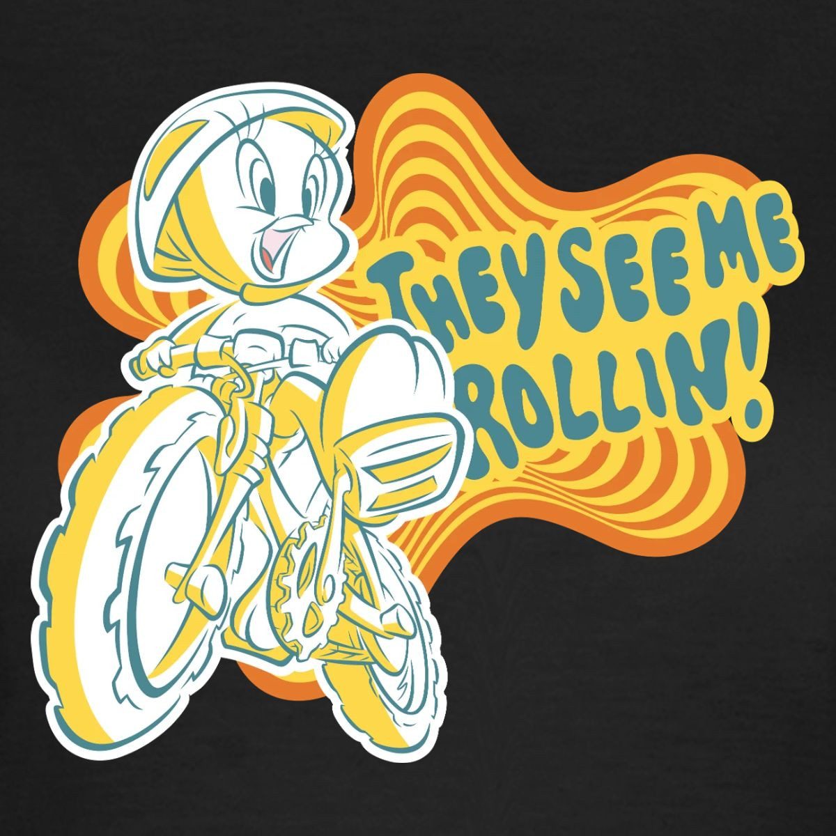 Spreadshirt T-Shirt Looney Tunes They See Me Rollin' Tweety Fahrrad Frauen T-Shirt (1-tlg) Slim Fit, fällt klein aus