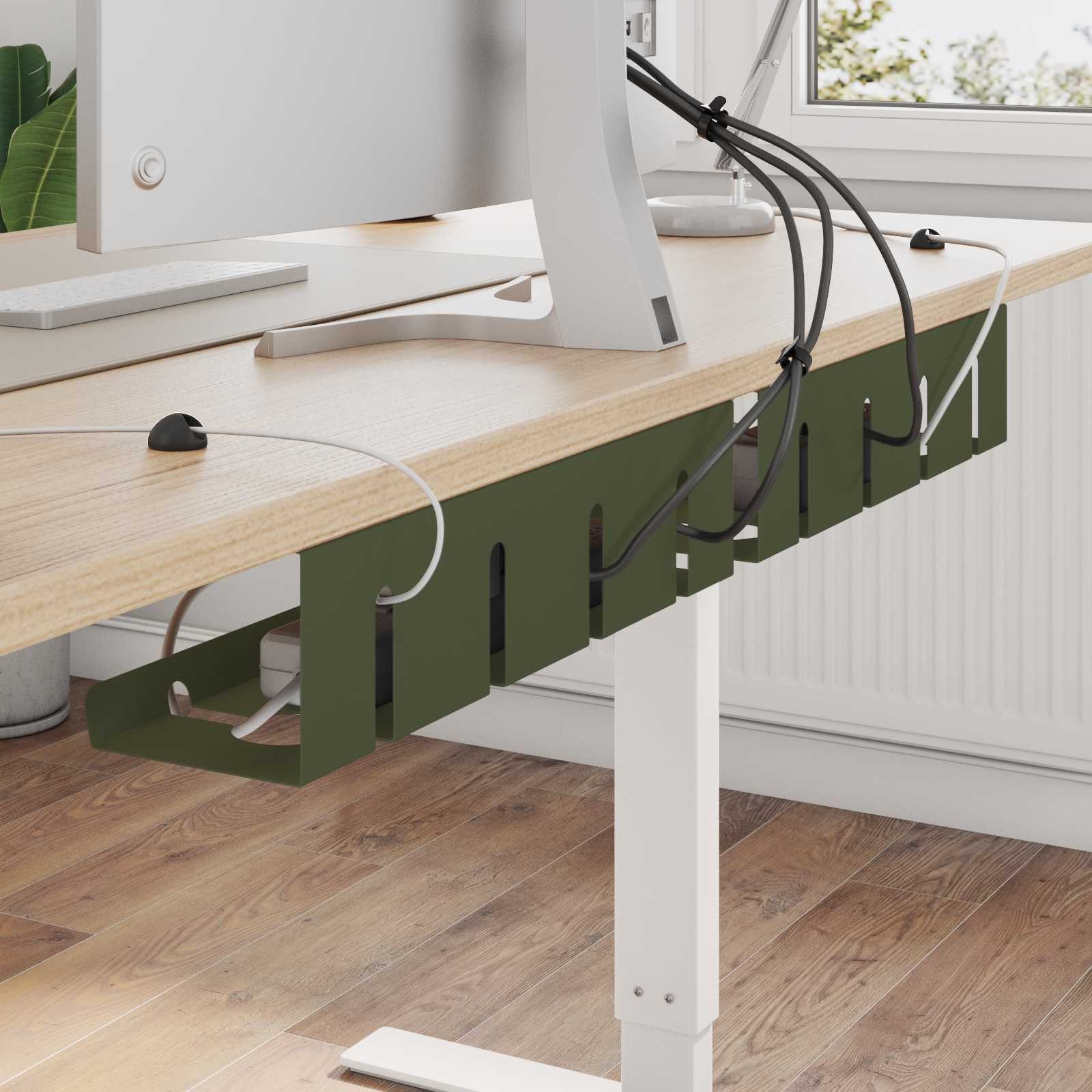 vidaXL Kabelzubehör Unter dem Schreibtisch Kabelmanagement Tray 2 Stk. Olivgrün, (2-tlg)