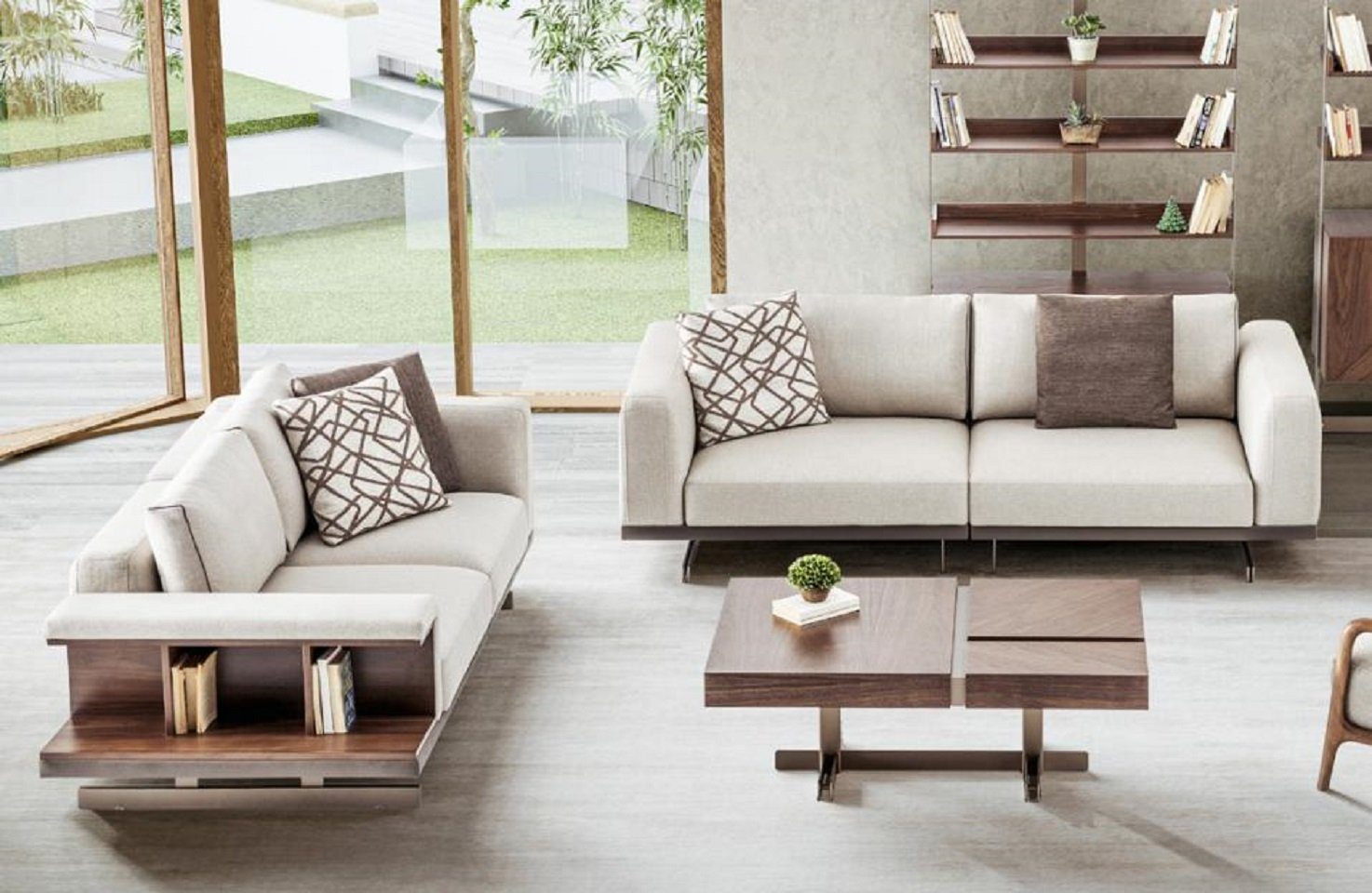 JVmoebel Wohnzimmer-Set Luxus Sofagarnitur Sofa Polster Möbel Set Sofas 3+2 Sitzer Grau, (2-St., Nur 3 + 2 Sitzer), Made in Europe | Wohnwände