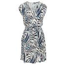 LASCANA Jerseykleid mit breitem Smokbund und Alloverprint kurzes Sommerkleid, Druckkleid, Viskosekleid, luftiges Strandkleid