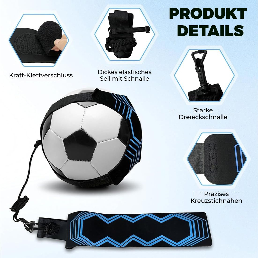 BlingBin Trainingshilfe Fußball Kick Trainer, Einstellbare Fußball Training Taille Gürtel, Fußball Praxis Ausrüstung Geeignet für Fußbälle der Größen 3, 4 und 5