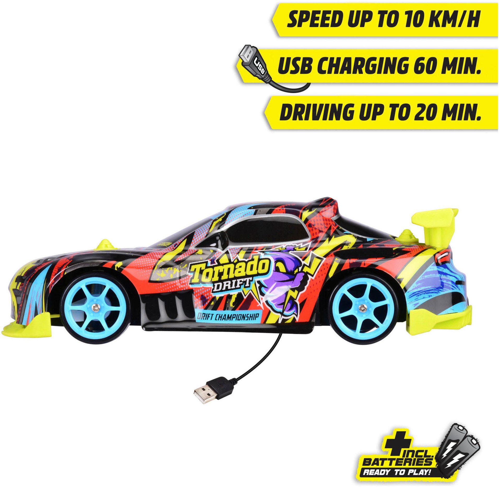 Dickie Toys RC-Auto RC Tornado Drift, 2,4 GHz, mit Beleuchtung und Allradantrieb