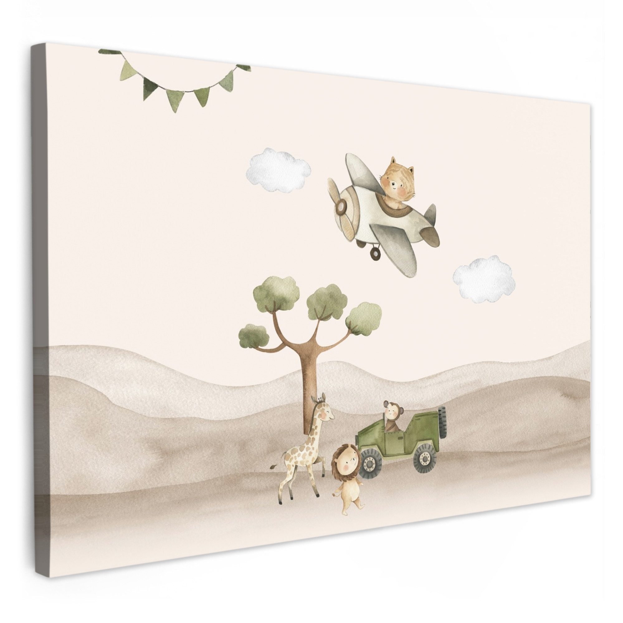 OneMillionCanvasses® Leinwandbild Wilde Tiere - Safari - Aquarell - Flugzeu günstig online kaufen