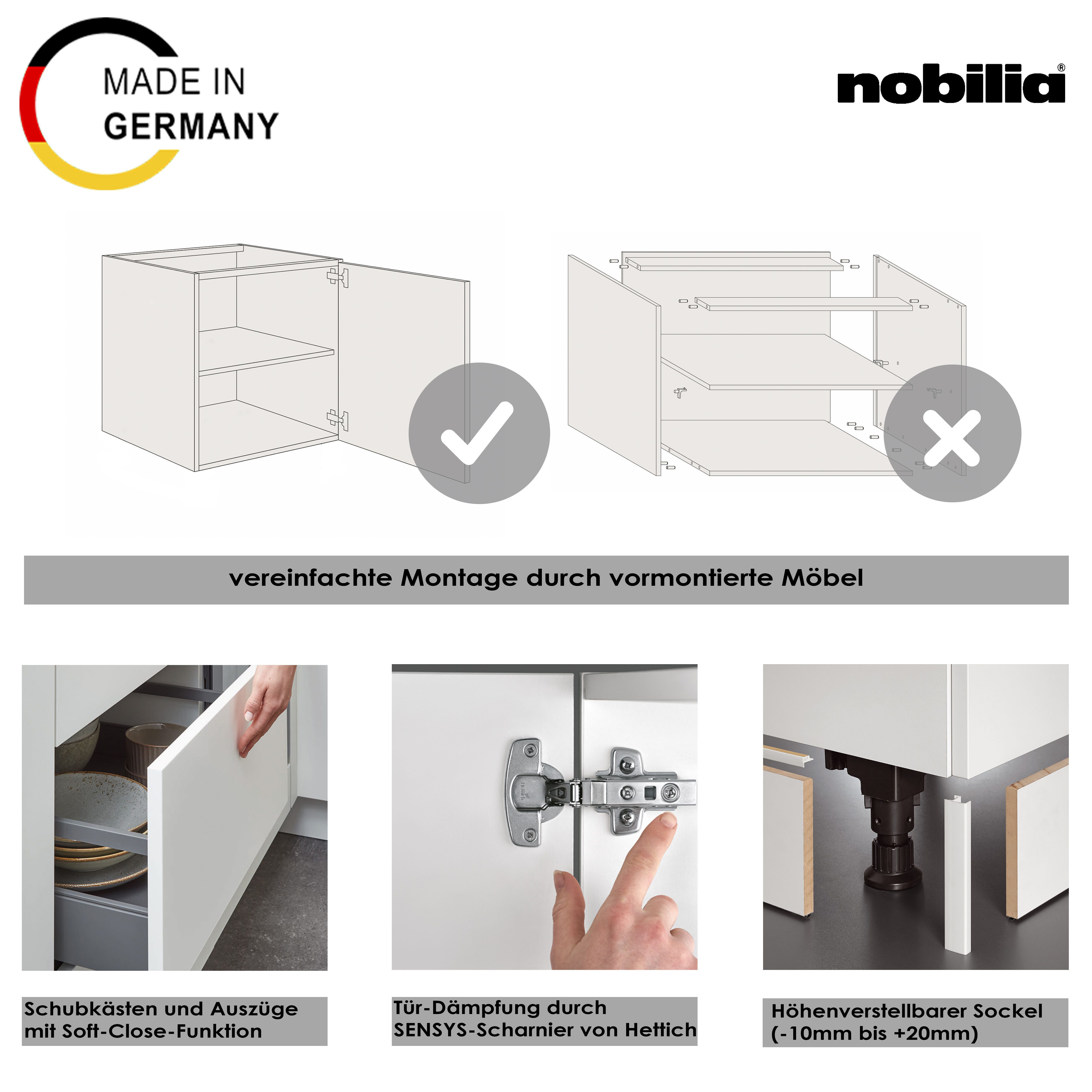 nobilia® Küchenzeile "Flash II", NEU: individuell anpassbar mit gratis Profi-Beratung, vormontiert, Breite 360 cm, Ausrichtung wählbar, wahlw. mit E-Geräten