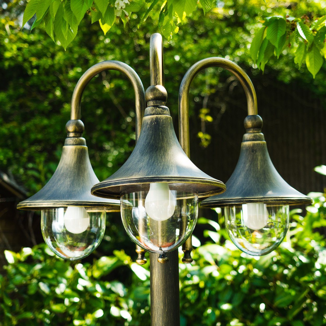 ohne Außen-Stehlampe Kandelaber Metall »Paraolo« antikem E27,IP44 hofstein Außenleuchte Leuchtmittel, Look, in 225cm, Gartenlampe, in Vintage Gold/Braun,Wegeleuchte