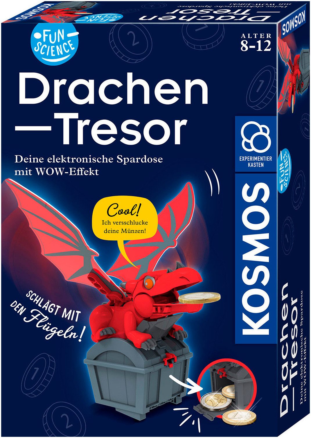 Kosmos Spardose Elektronische Spardose Drachen-Tresor rot/grau