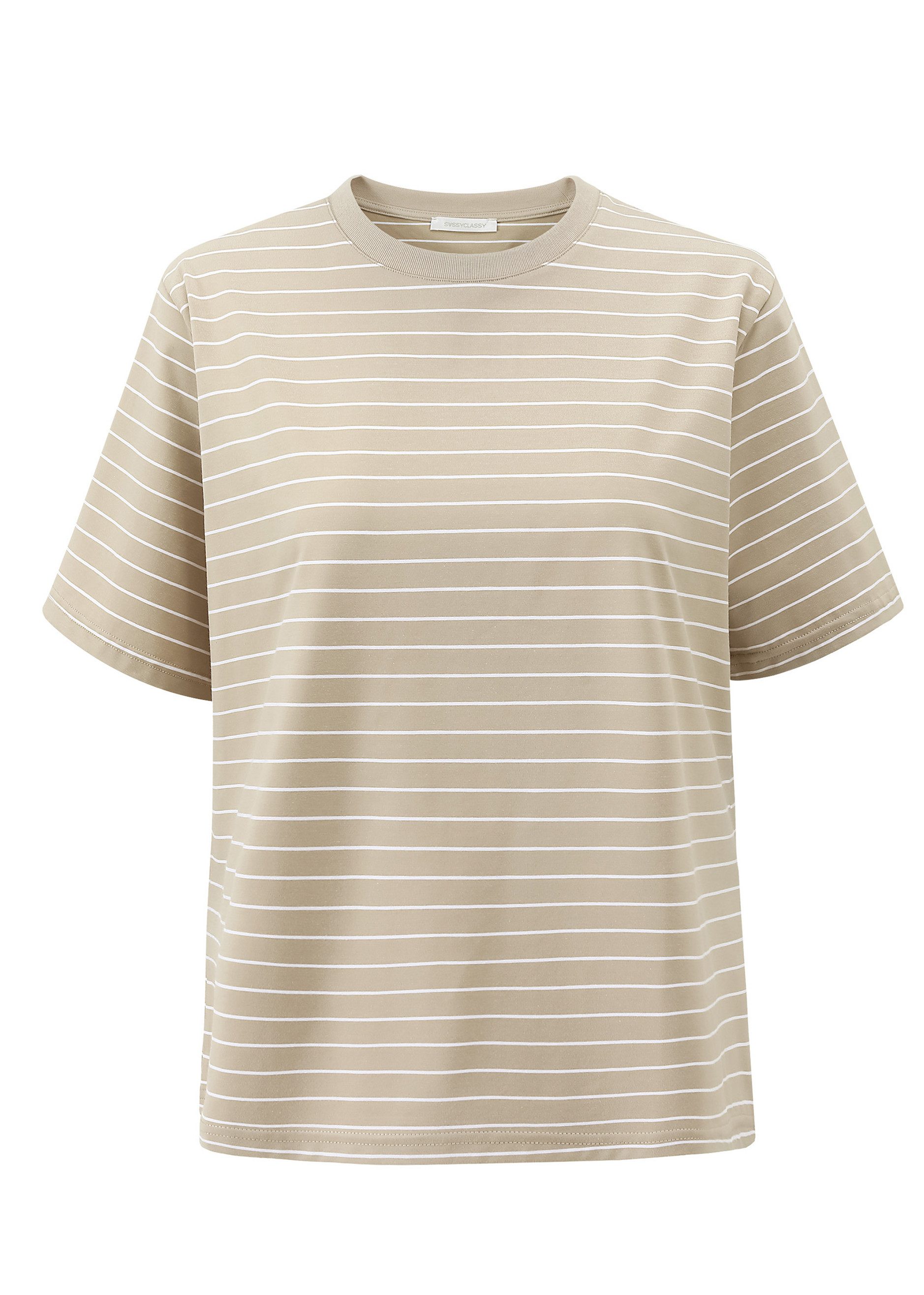 SASSYCLASSY T-Shirt Gestreiftes T-Shirt für Damen Legeres Shirt mit Rundhal günstig online kaufen