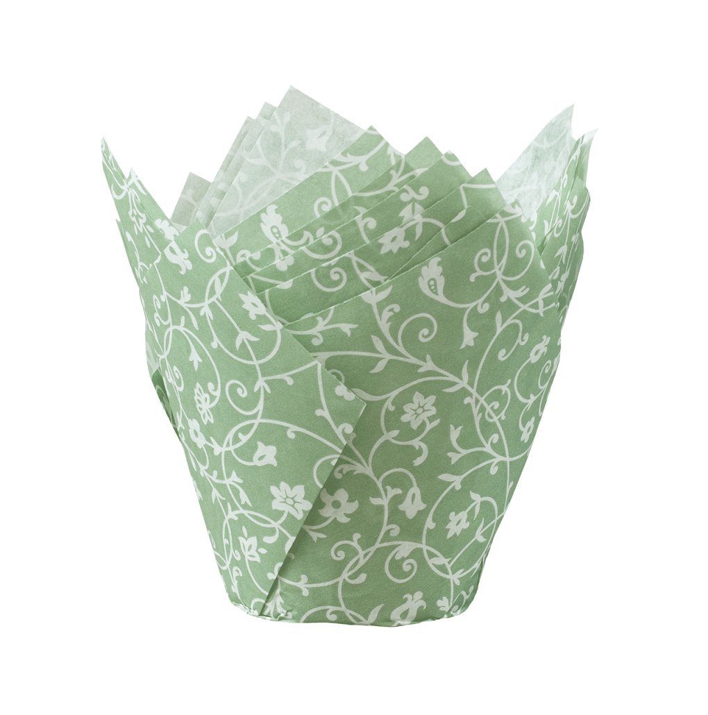 Demmler Muffinform Tulip Wraps Classico 24Stk. - Jade, in neumodischem Stil als Verzierung von Backwaren - Made in Germany