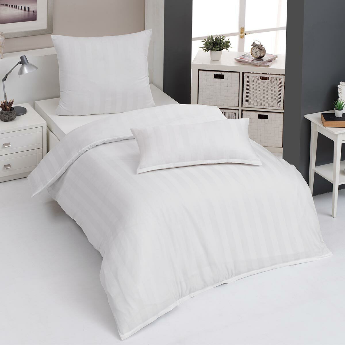 TRAUMSCHLAF Bettwäsche Uni Streifen, Mako Satin, 2 teilig, edle Streifenbet günstig online kaufen