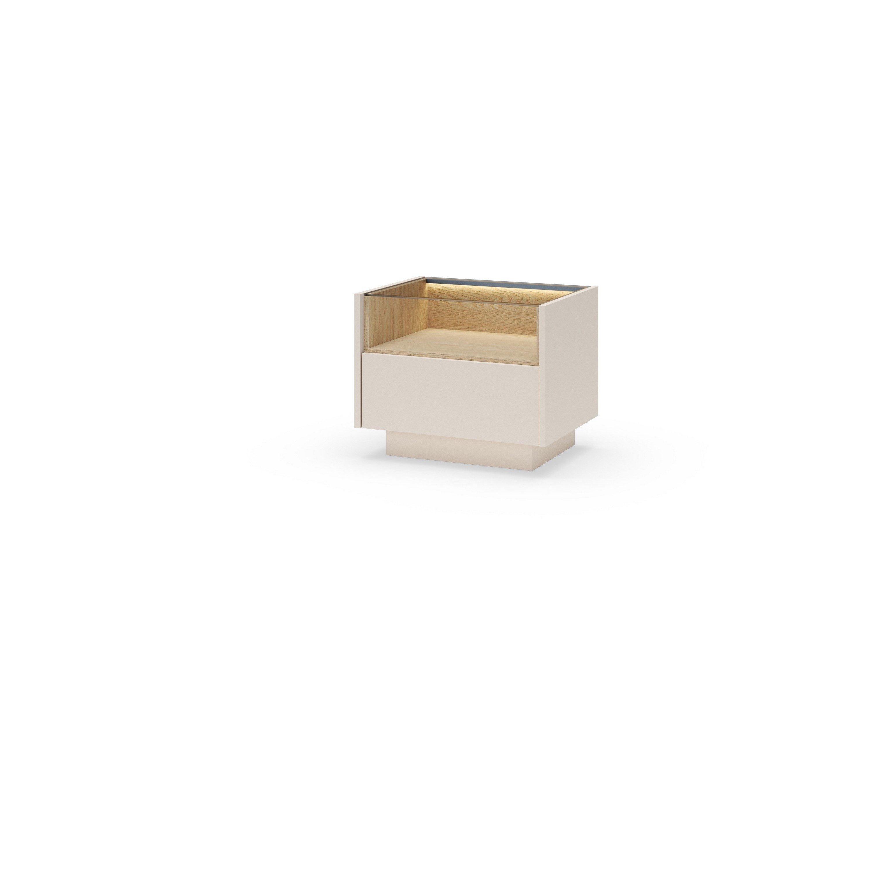 Masseno Nachttisch PORTA 53,4 cm Nachtschrank mit 1 Schubladen Beige