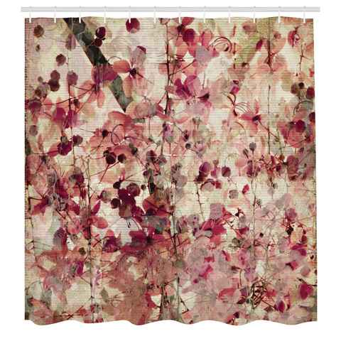 Abakuhaus Duschvorhang Moderner Digitaldruck mit 12 Haken auf Stoff Wasser Resistent Breite 175 cm, Höhe 180 cm, Retro Kirschblüten Blumen