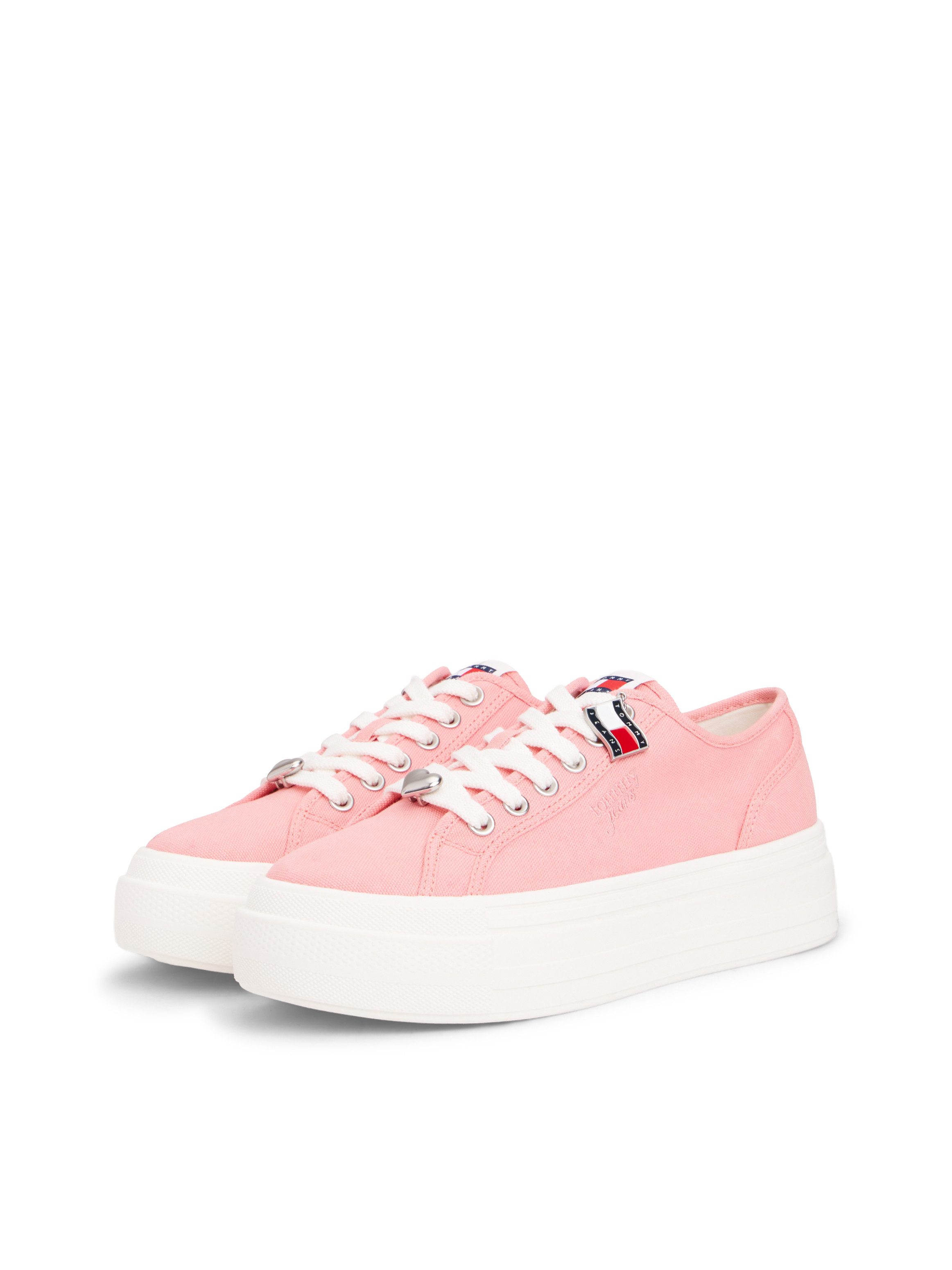 Tommy Jeans TJW FLATFORM SNEAKER CHARMS Plateausneaker Halbschuh, Schnürer, Freizeischuh mit kleiner TJ-Flagge als Anhänger