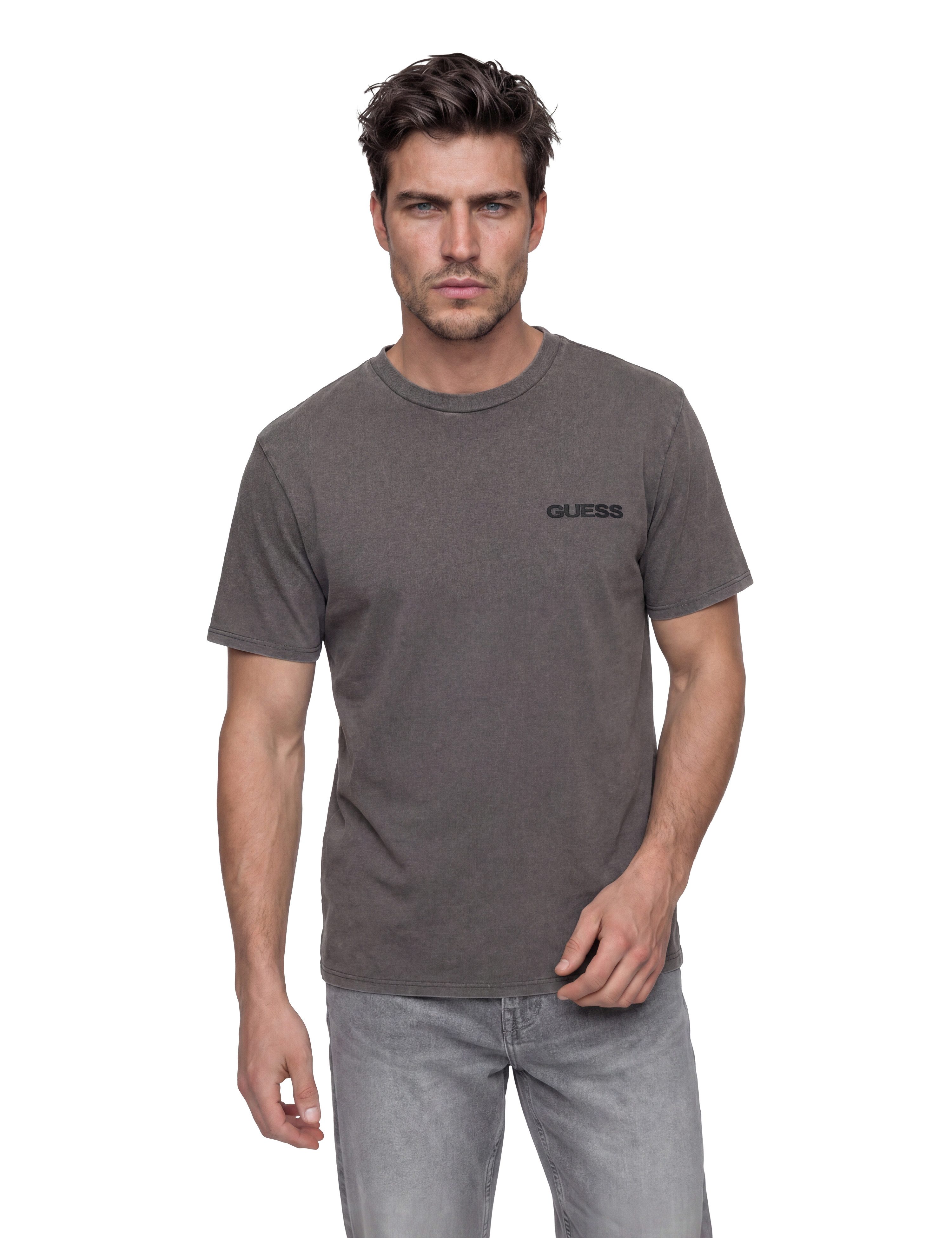 Guess T-Shirt reine Baumwolle, Used-Look, Regular Fit