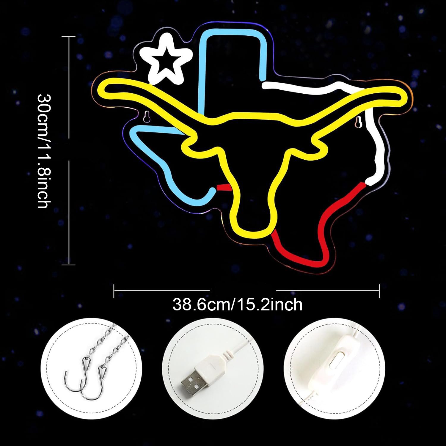 MUPOO LED Dekolicht Longhorn LED Neonschild günstig online kaufen