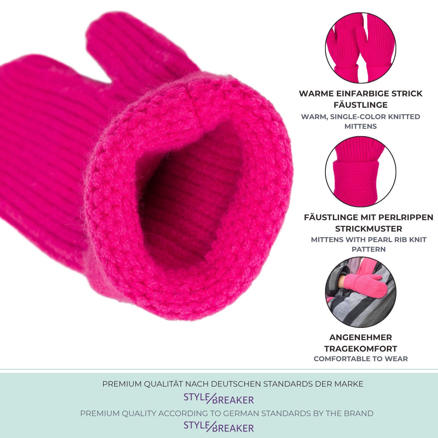styleBREAKER Fäustlinge Strick Fäustlinge mit gemustertem Bund (1-St)