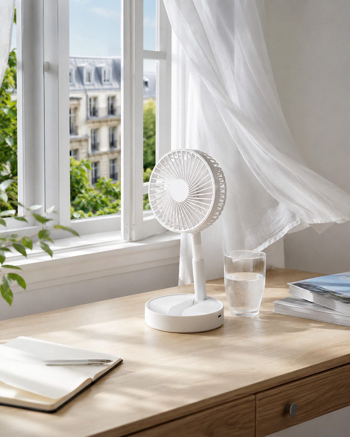 KUMTEL Tischventilator, 13,5 cm Durchmesser, 4 Stunden Ladezeit, 2-in-1-Verwendung, Øxh : 135 x 67 mm