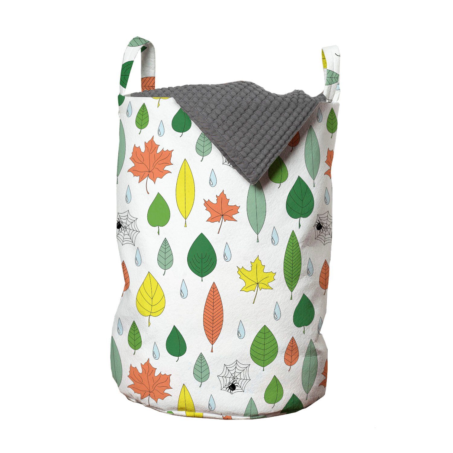 Abakuhaus Wäschesäckchen Wäschekorb mit Griffen Kordelzugverschluss für Waschsalons, Herbst Laub Spiders Regen