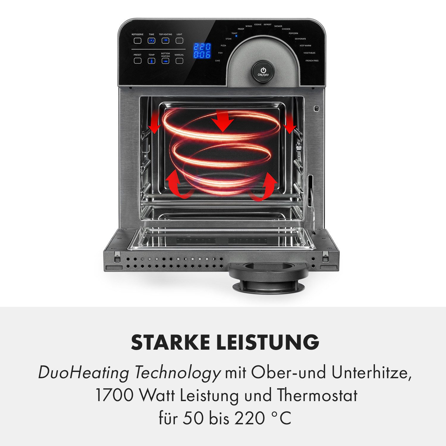 Klarstein Heißluftfritteuse, 1700 W, Air Fryer Fritteuse ohne Öl Heizluftfritteuse Heißluftfritteusen