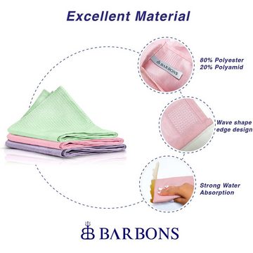 BARBONS Mikrofasertücher Geschirrtücher Allzwecktücher Fenstertücher Mikrofasertuch (100% Mikrofaser, 60x40 cm, 1 Packung, 3-tlg., Allzwecktücher, Streifenfrei, Staubfrei Auto)