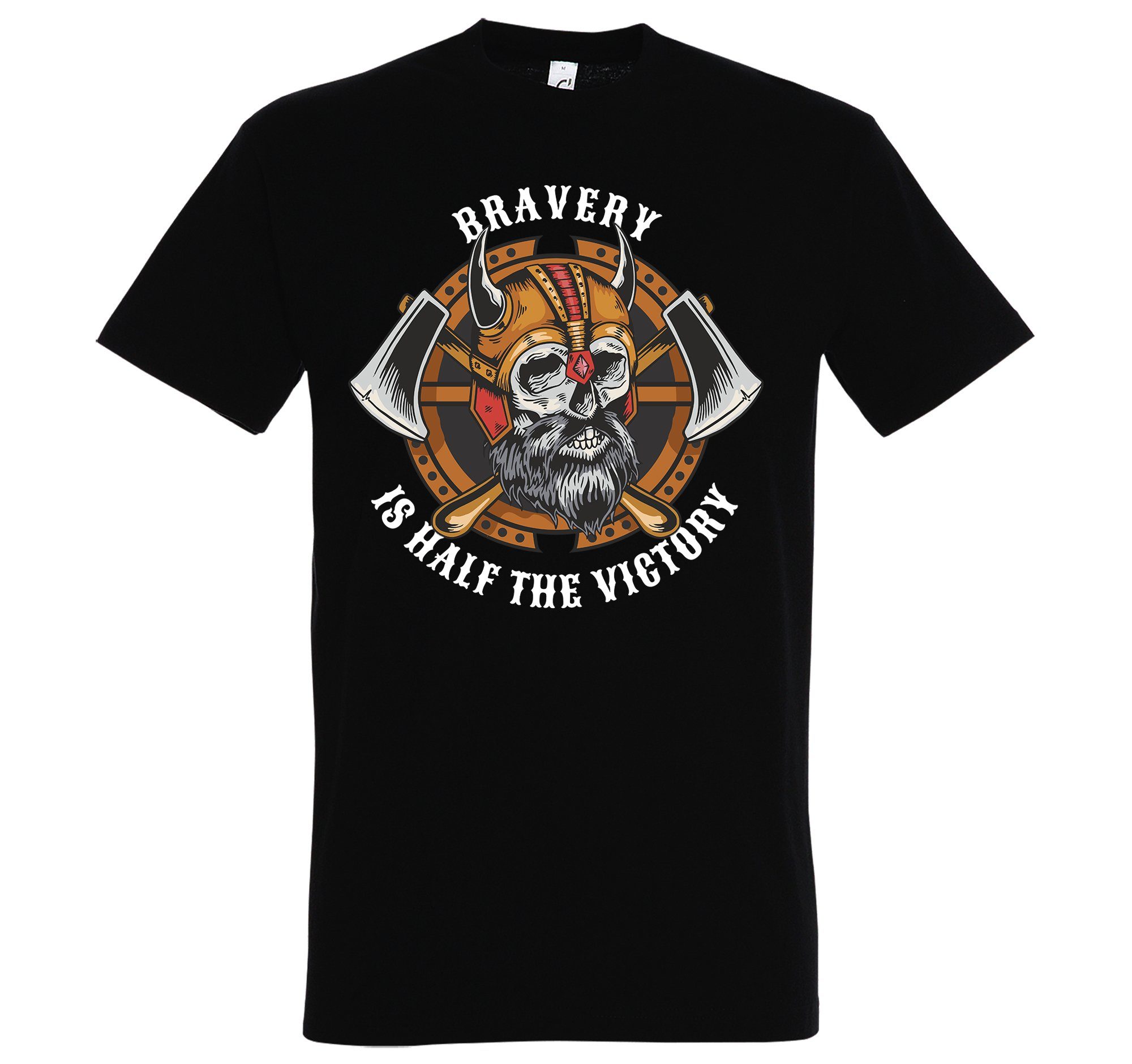 Youth Designz T-Shirt "Bravery Is The Half Of Victory" Herren Shirt mit trendigem Frontprint Schwarz