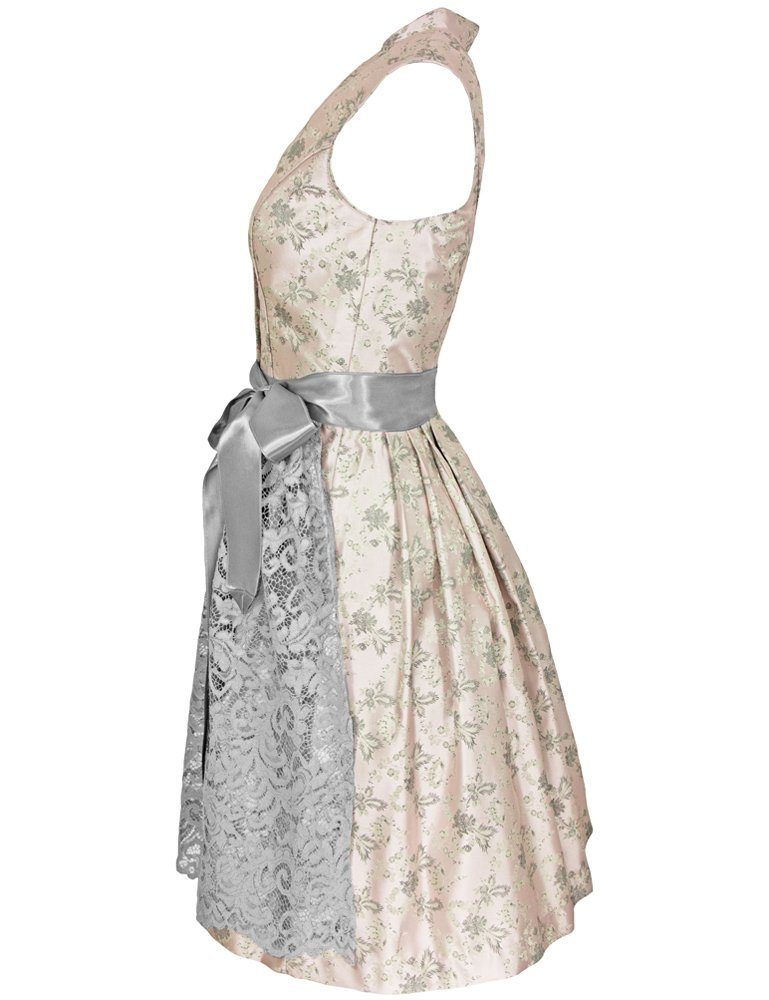 Bergweiss Trachten Dirndl Hochgeschlossenes Kleid "Fabienne" mit Spitzenschürze