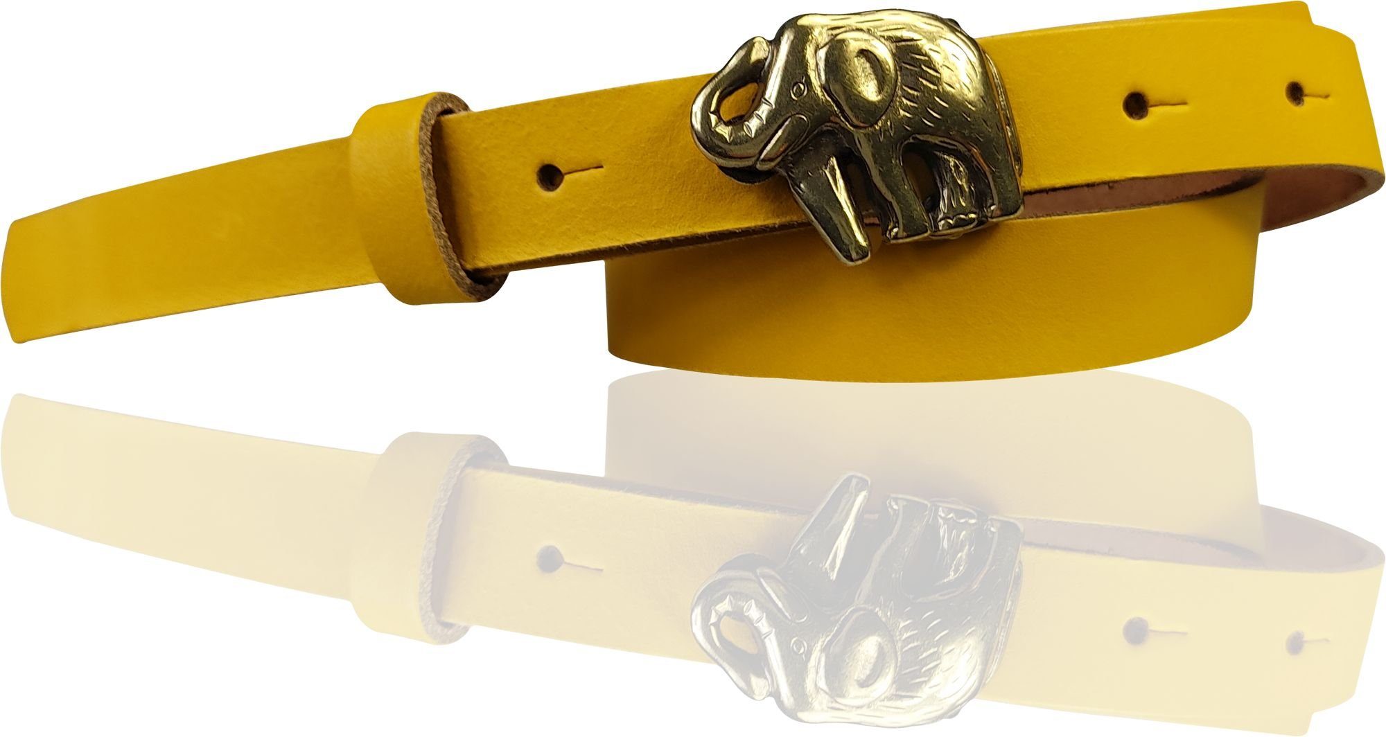 Ledergürtel 2 Kindergürtel Hüftgürtel Curry mit goldener FRONHOFER Elefantenschnalle, 18726 cm