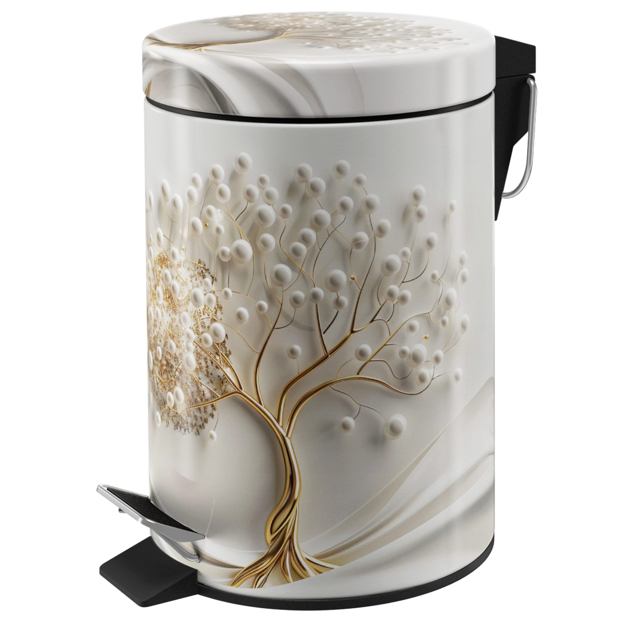 Sanilo Kosmetikeimer Tree of Life, 3 Liter, Bad Mülleimer mit Absenkautomatik & Innenbehälter