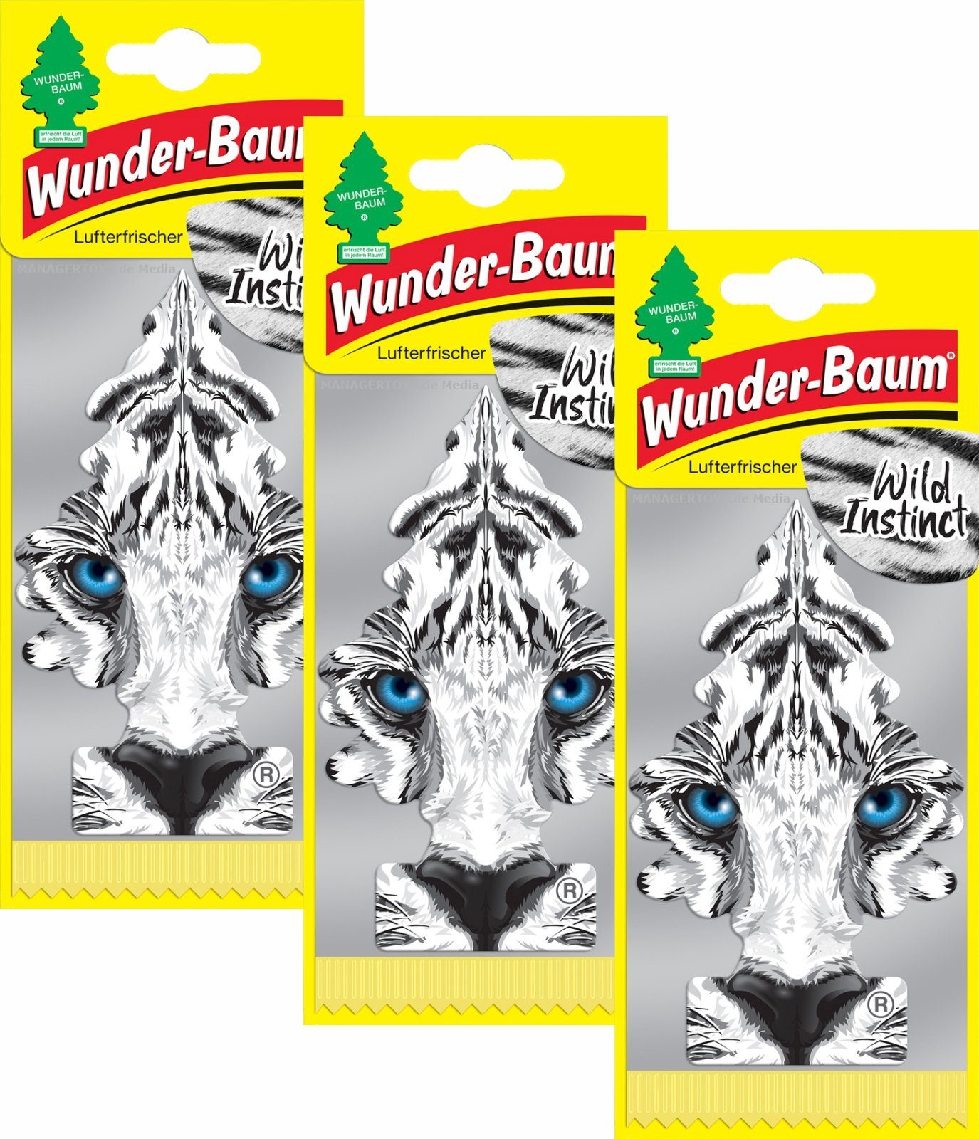 Kunstbaum 3er Duftbäumchen Wild Instinct Wunderbaum 3 Set Lufterfrischer, Wunder-Baum