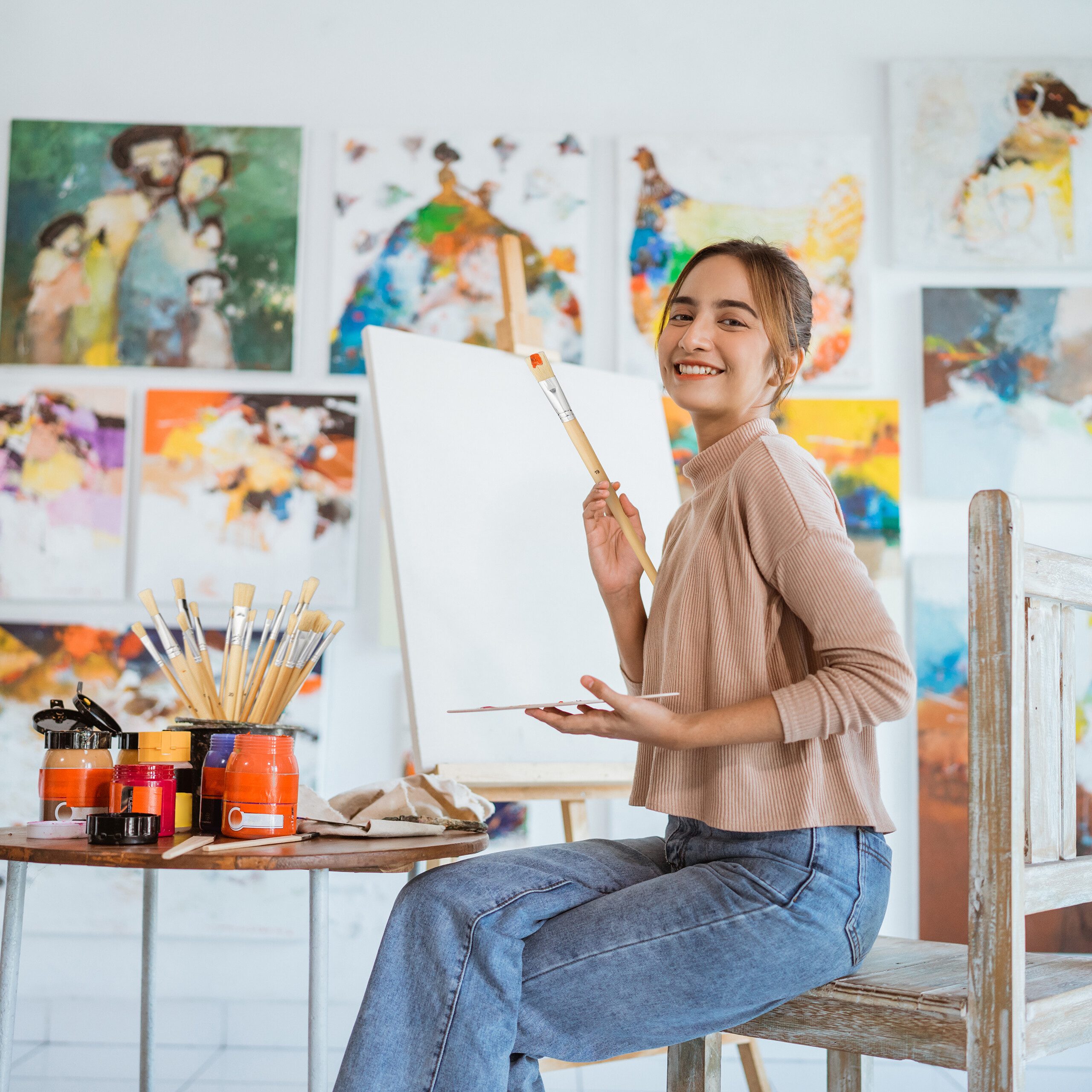 relaxdays Malpinsel Borstenpinsel 20-teiliges Set, (20-teiliges Set, 20 St)