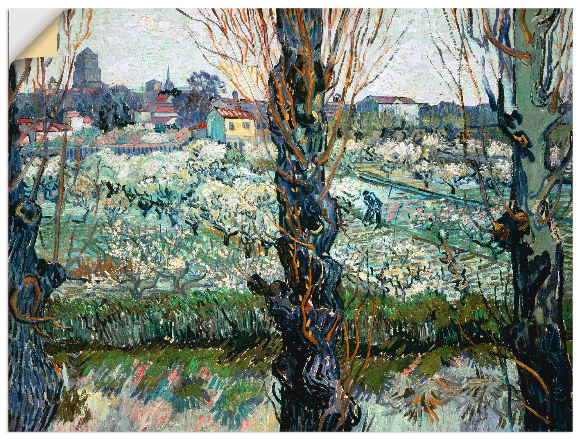 & versch. als Artland oder auf Blick Wandaufkleber Größen Poster (1 Wandbild Bäume in Arles. Wiesen Leinwandbild, St), 1889,