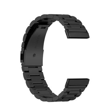 Wigento Smartwatch-Armband Für Fitbit Versa 4 + 3 /Sense 1 + 2 Stahl Metall Ersatz Schwarz Smart