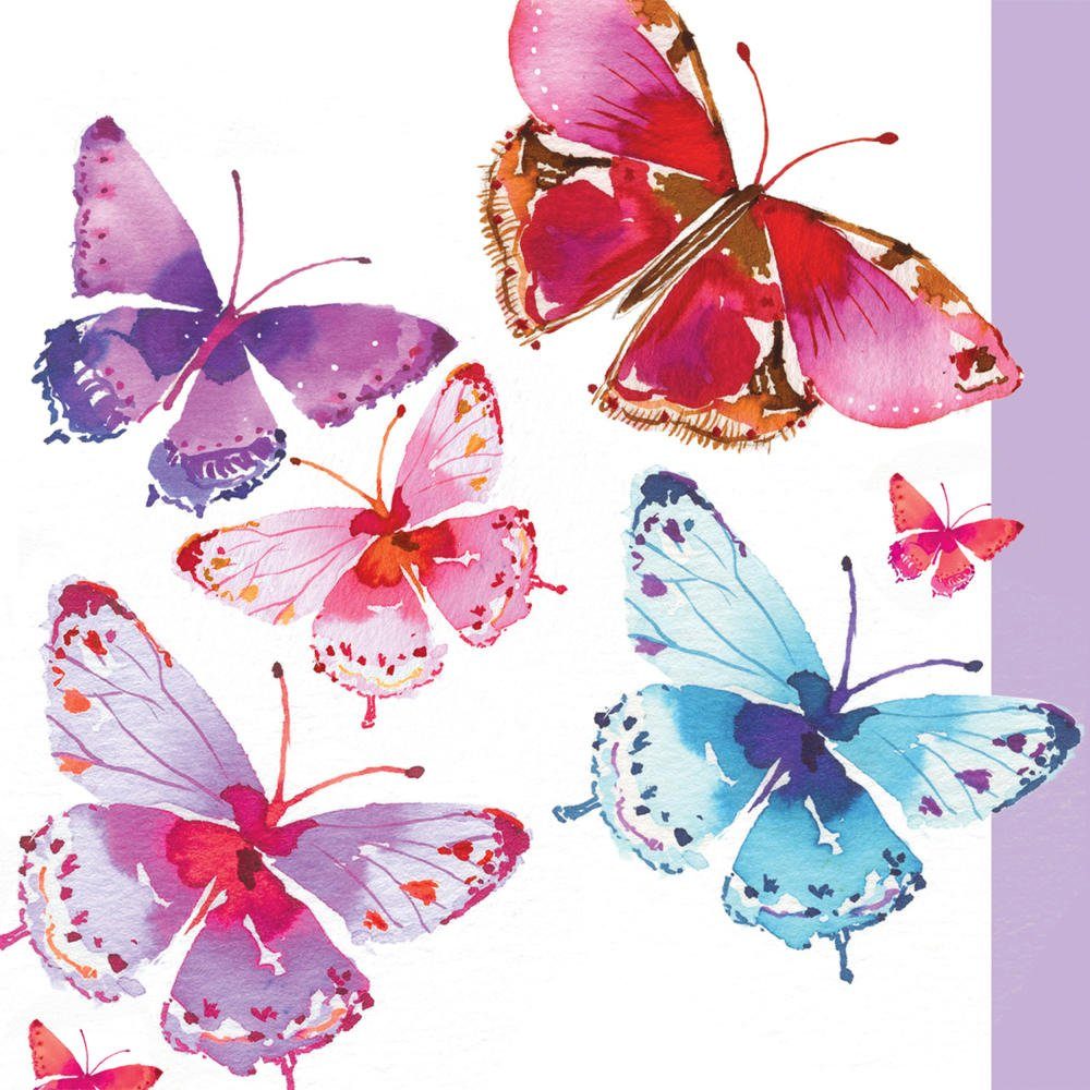 PPD Papierserviette Aquarell Butterflies 20 Stück 12.5 cm