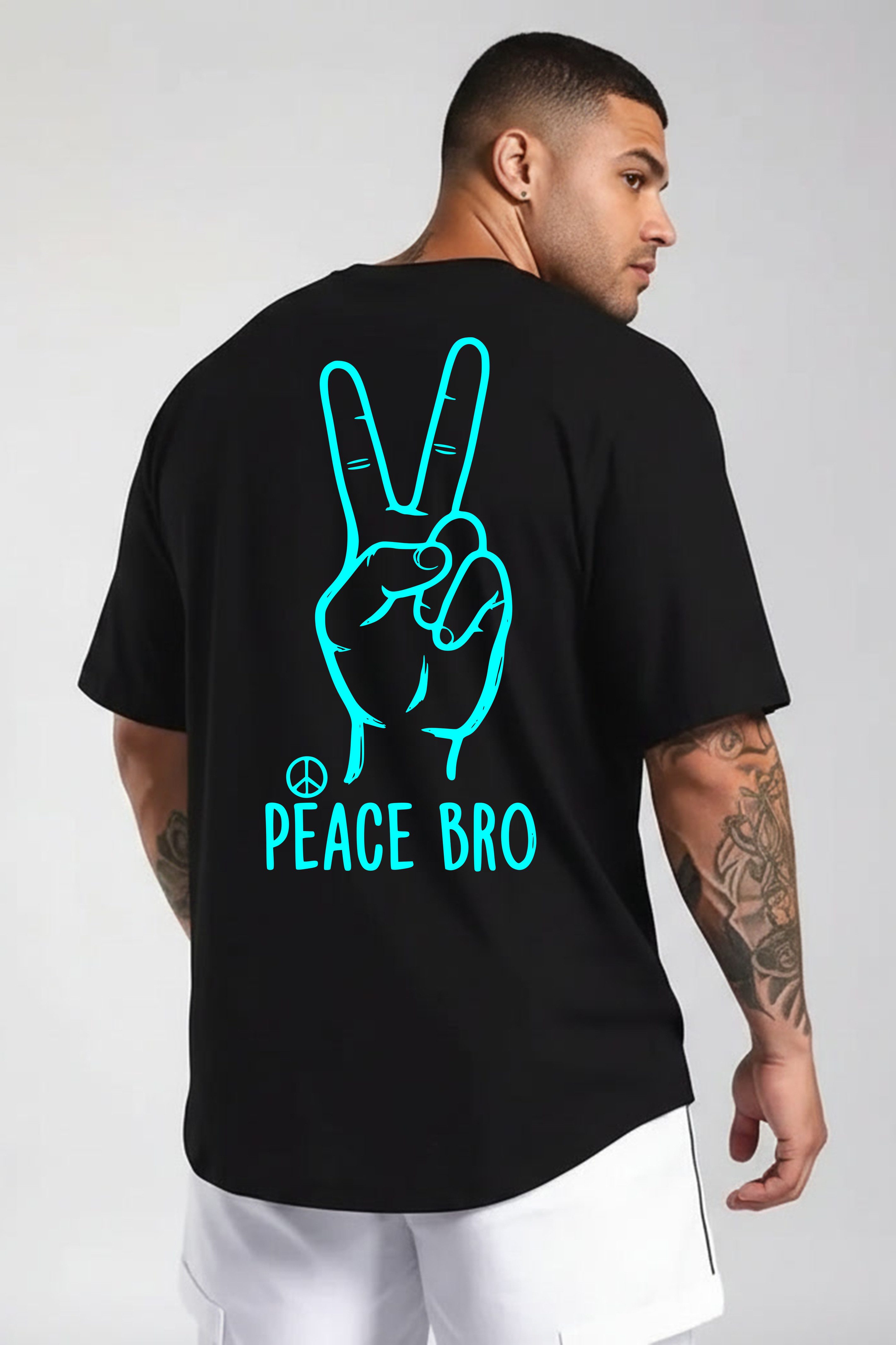 Banco T-Shirt Herren Rundhals Peace Bro Print aus 100% Baumwolle Rundhalsausschnitt mit Nackenband – formstabil & bequem