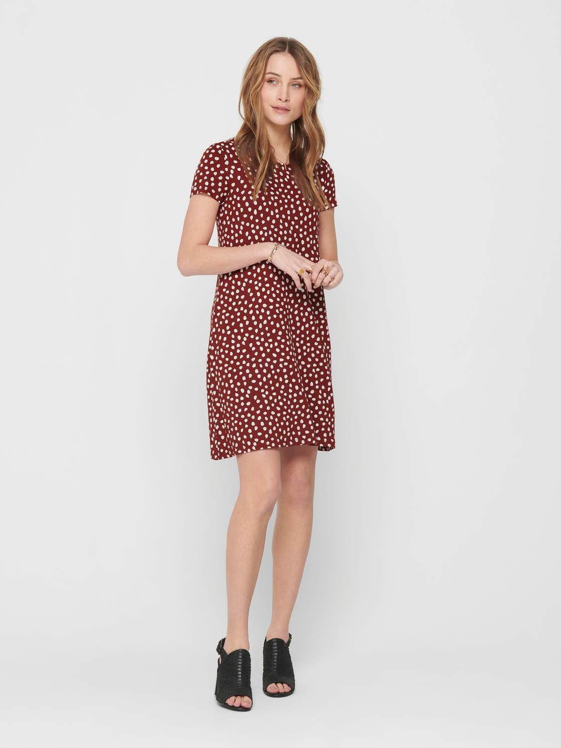 ONLY Minikleid ONLBERA BACK LACE UP S/S DRESS JRS NOOS Viskosemischung, regular fit, Rundhals