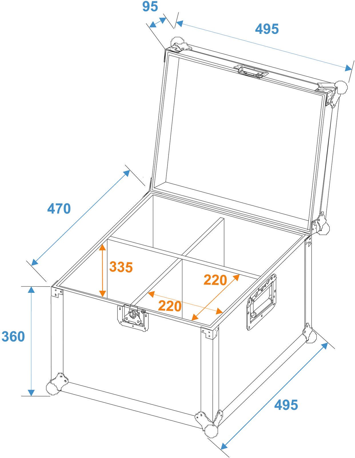 Thumbnail - Roadinger Transportbehälter ROADINGER Flightcase EP-56 4xPAR-56 Spot lang