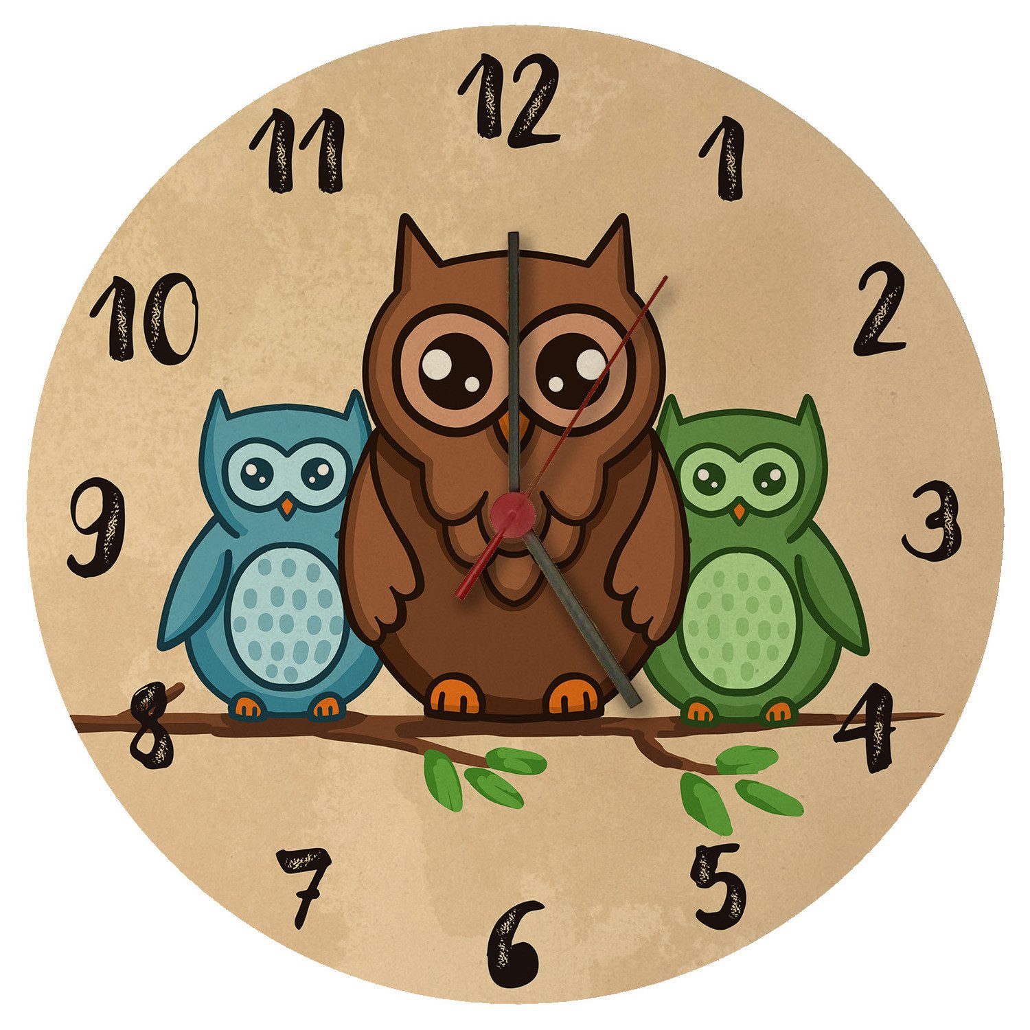 speecheese Wanduhr Eulen auf Ast Wanduhr günstig online kaufen