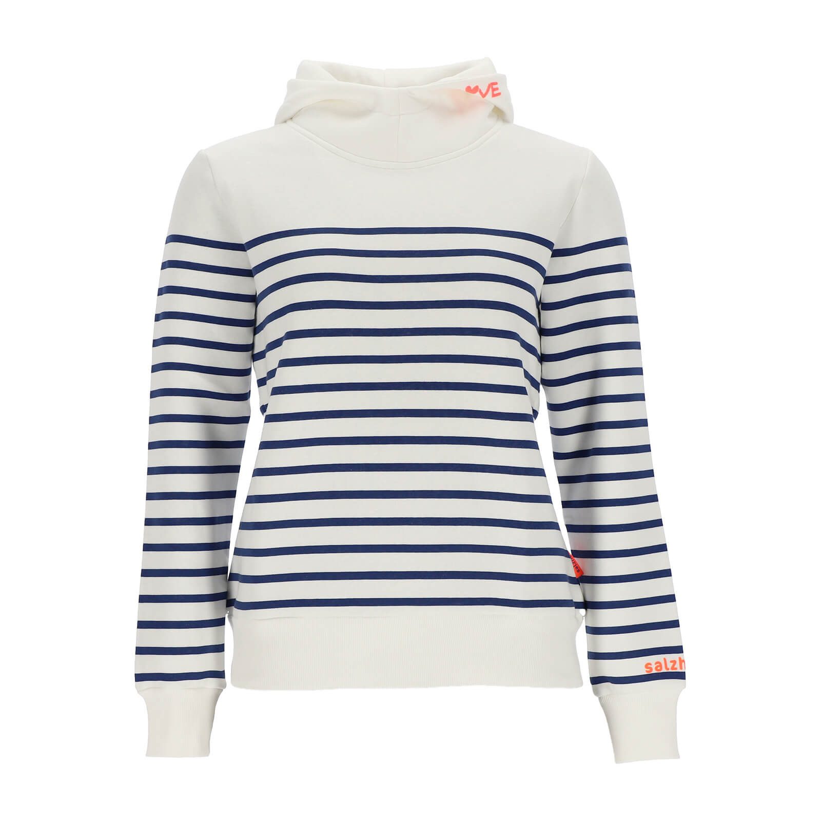 salzhaut Kapuzenpullover Damen Hoodie Vasen mit Streifen und kleinem Love-P günstig online kaufen