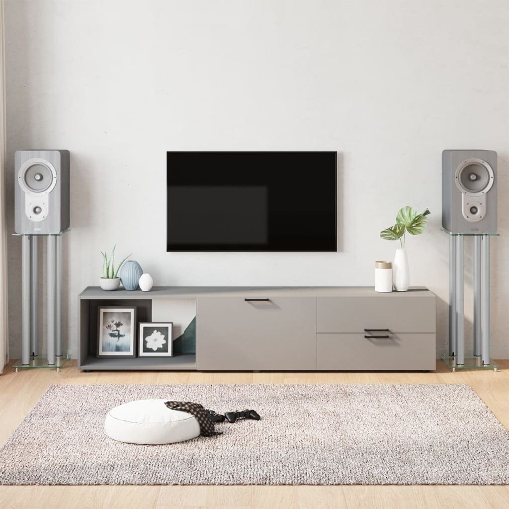 vidaXL Lautsprecherständer Lautsprecher-Ständer 2 Stk. Silbern Hartglas 4 Säulen