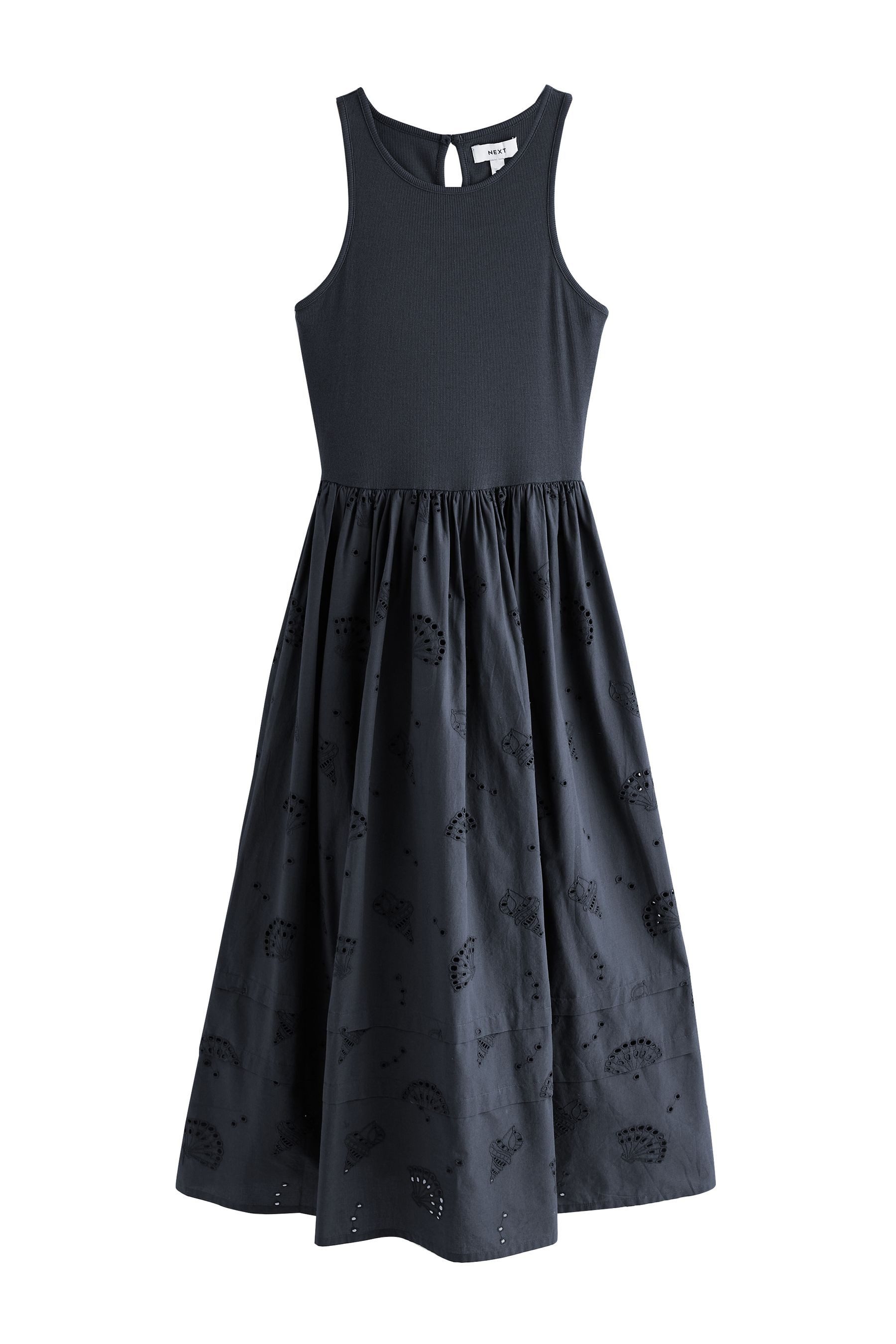 Next Sommerkleid Ärmelloses 2-in-1-Kleid mit Lochstickerei (1-tlg)