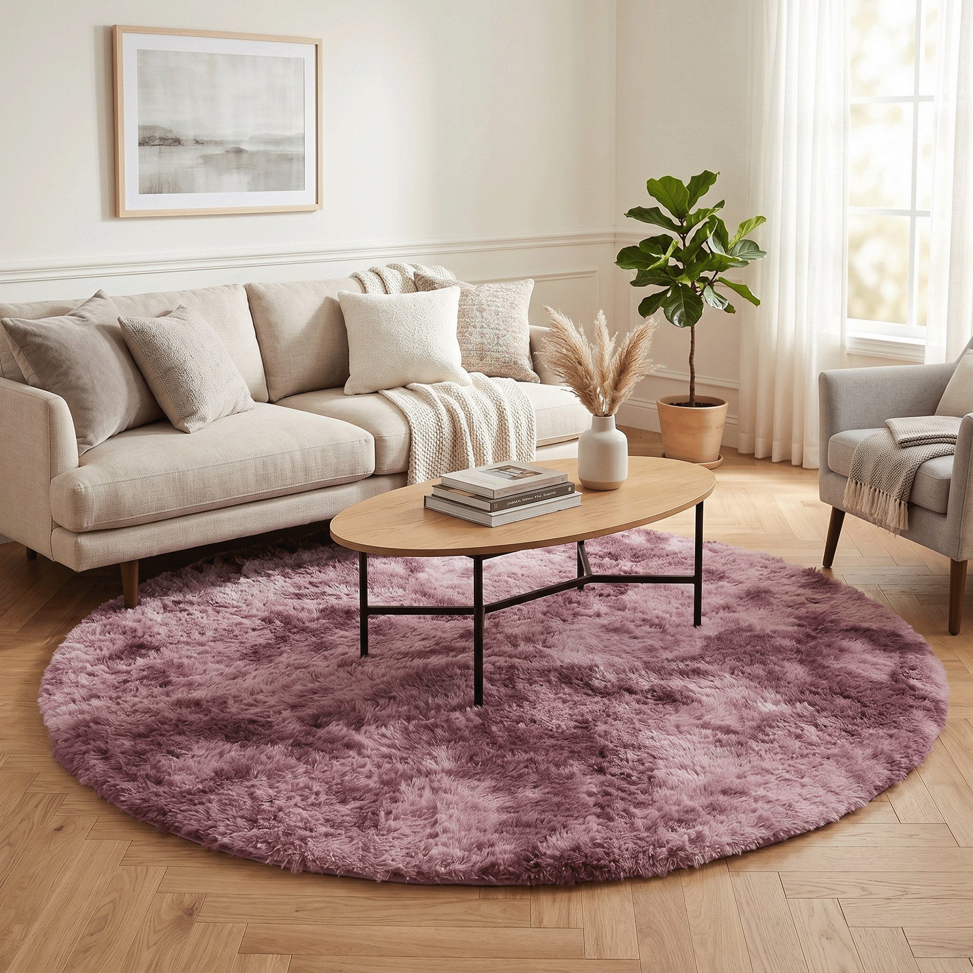 Pergamon Hochflor-Teppich Hochflor Shaggy Teppich Fluffy Rund, Rund, Höhe: 40 mm