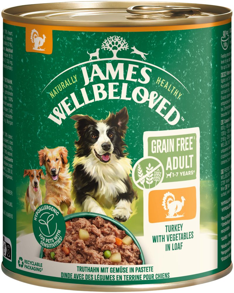 James Wellbeloved JAMES WELLBELOVED™ Hund Dose Getreidefrei Truthahn Pastete 800g, Nassfutter für: Hunde