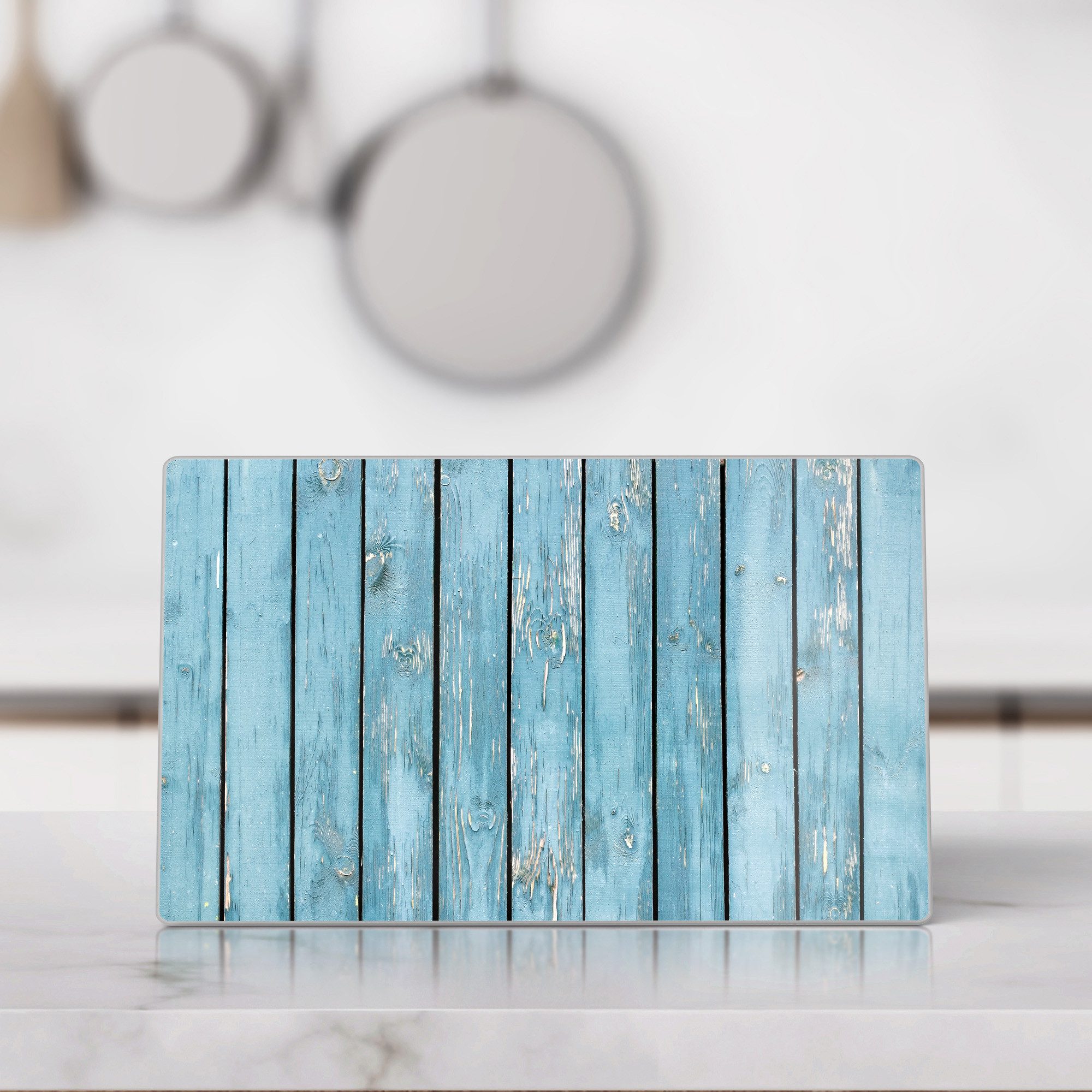 DEQORI Schneidebrett 'Rustikale Holzwand', Glas, Platte Frühstücksbrett Schneideplatte