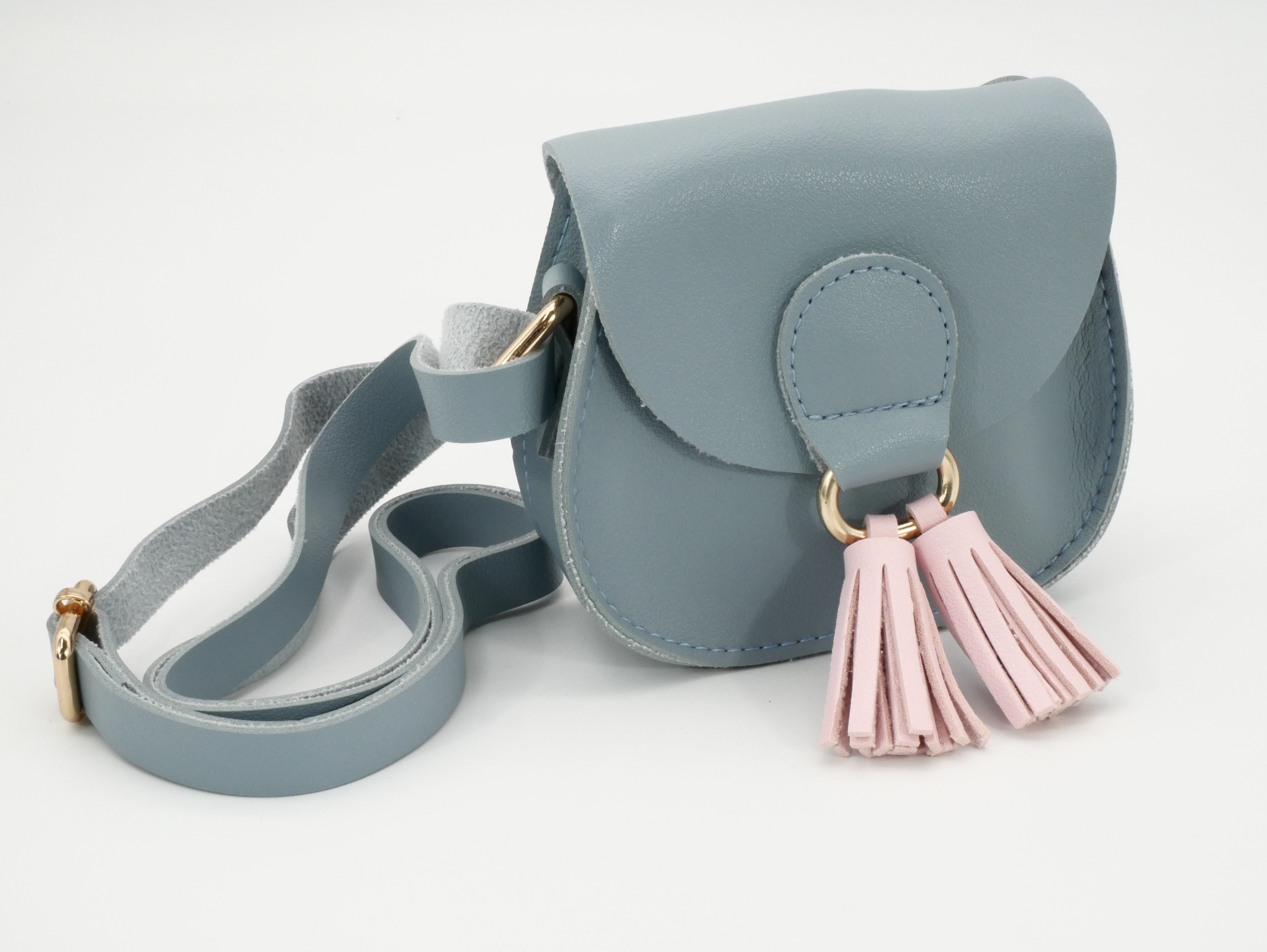 GlücksNugget Kindergartentasche Blaue Mädchentasche mit lila Bommel – stilvolle Tasche für Kinder