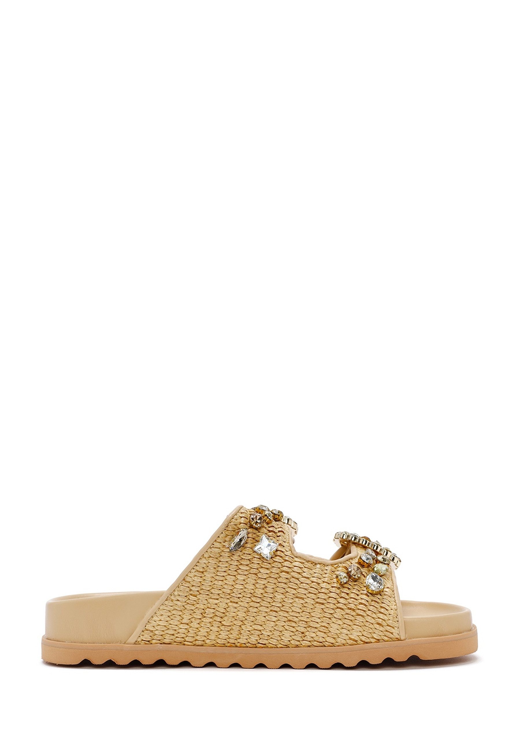 Derimod Pantoletten aus Kunstleder mit Strass-Details Mules Kunstleder, Juwelen-Schnallen, Synthetikfutter, TPU-Sohle