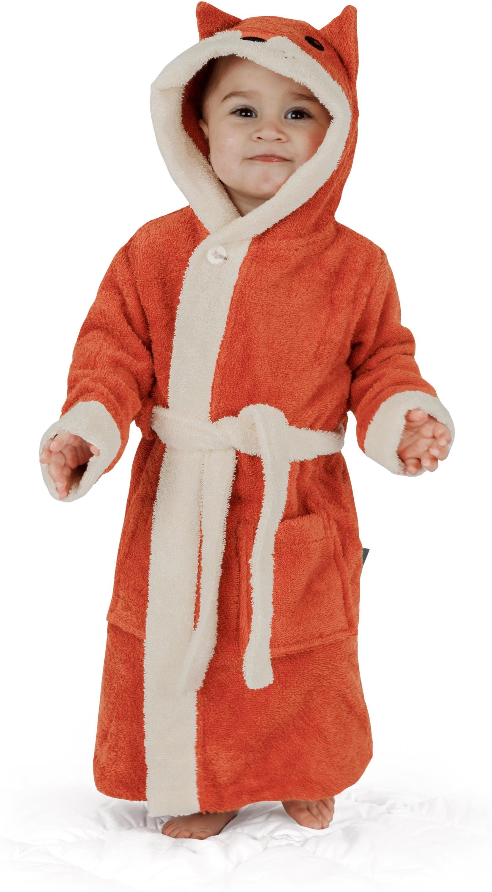 normani Kinderbademantel Kinder Bademantel aus Bio-Baumwolle Malia, Bio-Baumwolle, Kapuze, Bindegürtel, Kinder Bademantel aus weichem und schadtsofffreiem Mater – Bild 3 von 5