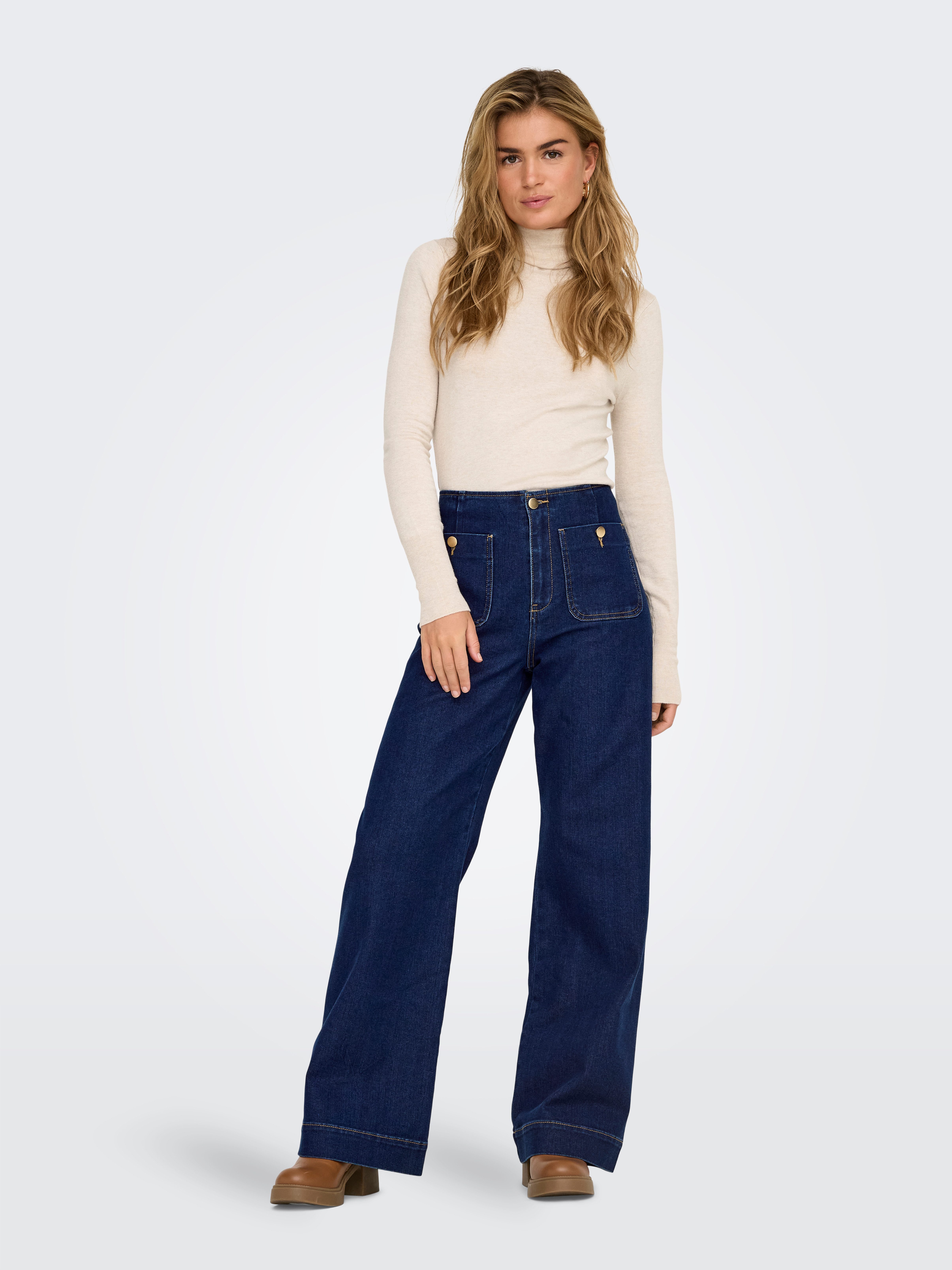 ONLY High-waist-Jeans ONLMADELINE HW WD POCKET DNM GUA113 NOOS Baumwollmisc günstig online kaufen