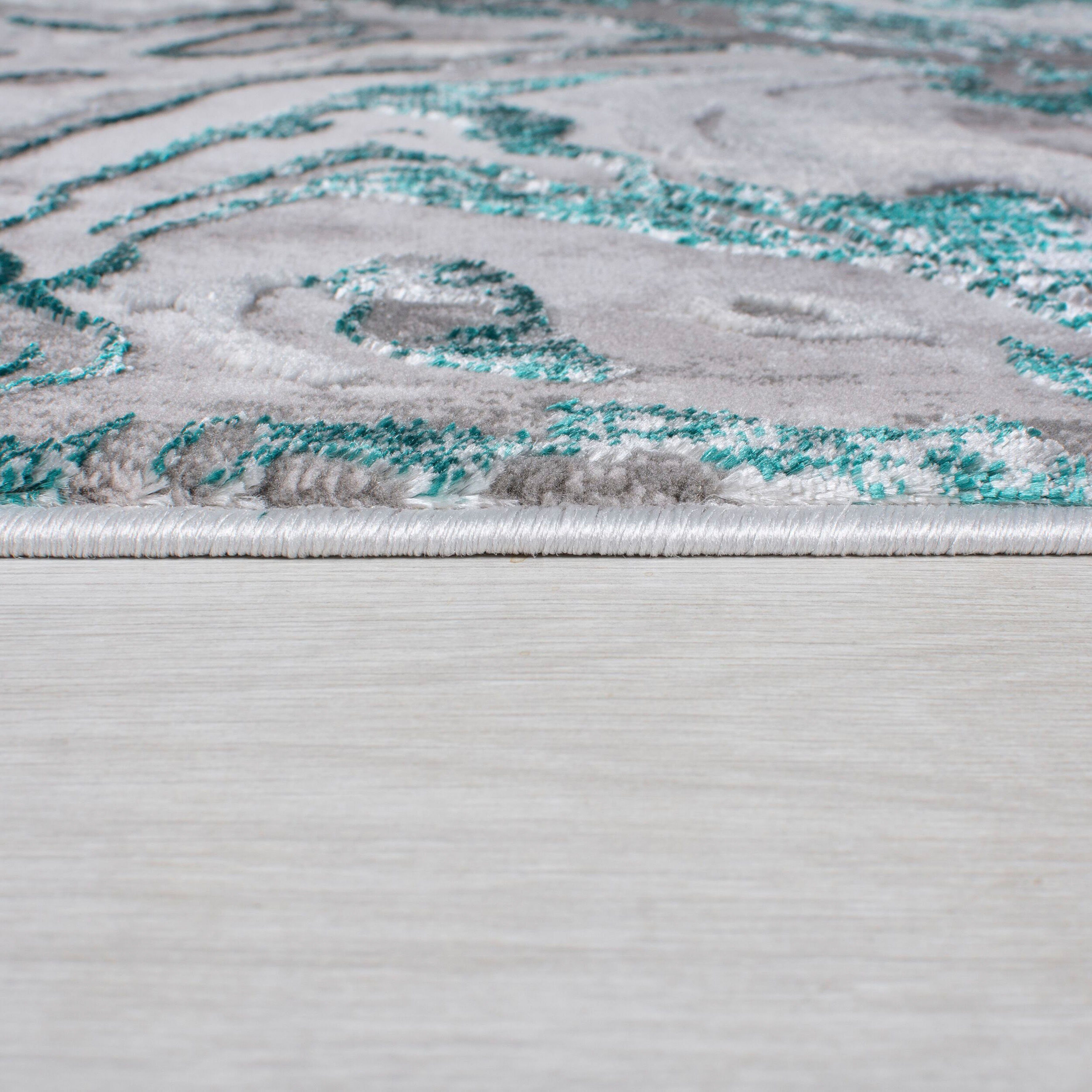 Teppichläufer FLAIR mehrfarbig, dezenter Marmor-Design, 12 modernes rechteckig, RUGS, Marbled, Höhe: mm, Glanz, smaragd Läufer