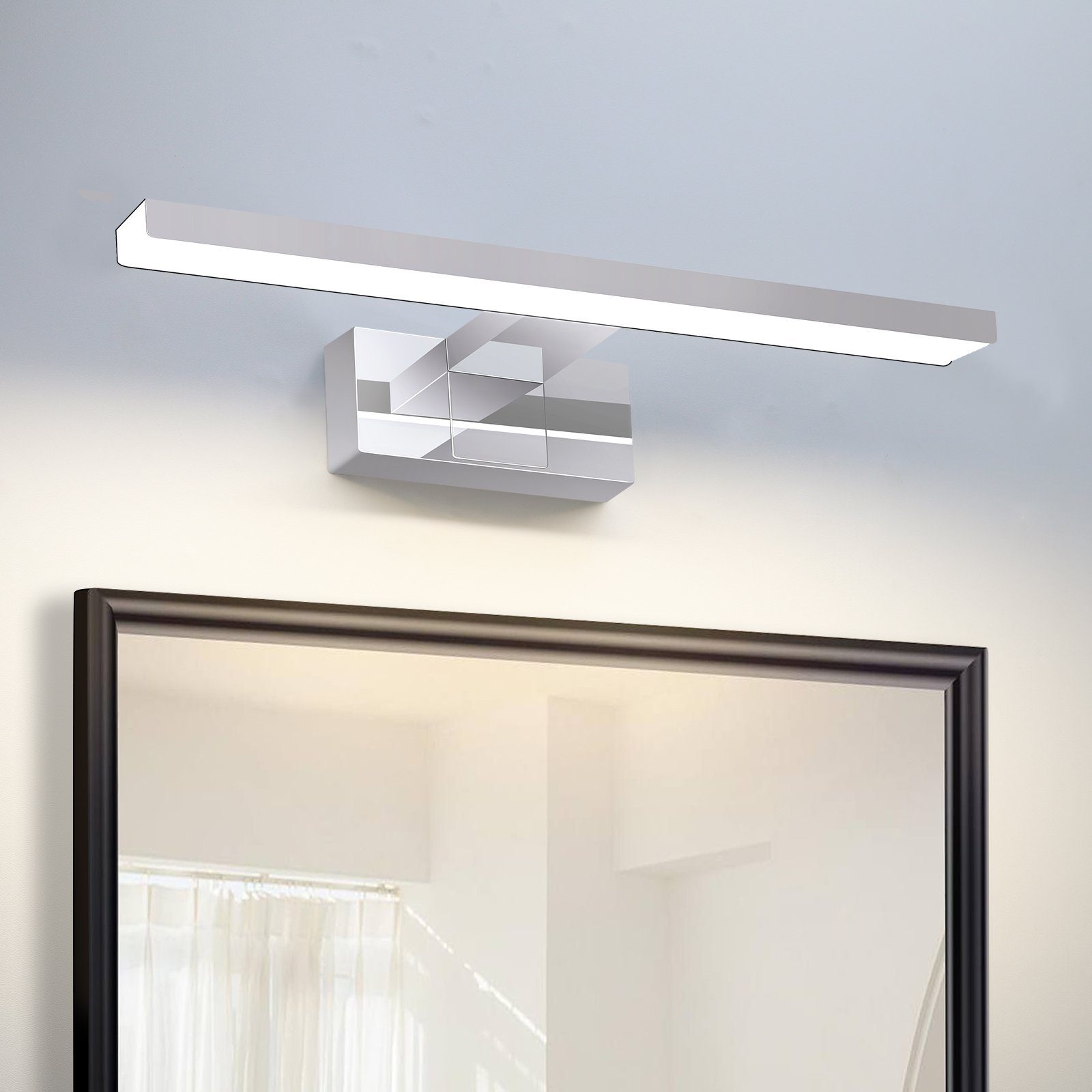 ZMH LED Spiegelleuchte Bad Badlampe Modern Wandmontage LED Keller Chrom fest integriert, IP44, Spiegellampe 4000k, Wasserdicht Neutralweiß Badezimmer 4000K - für Badleuchte